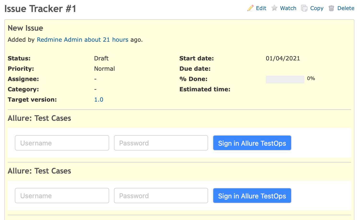 Форма Redmine